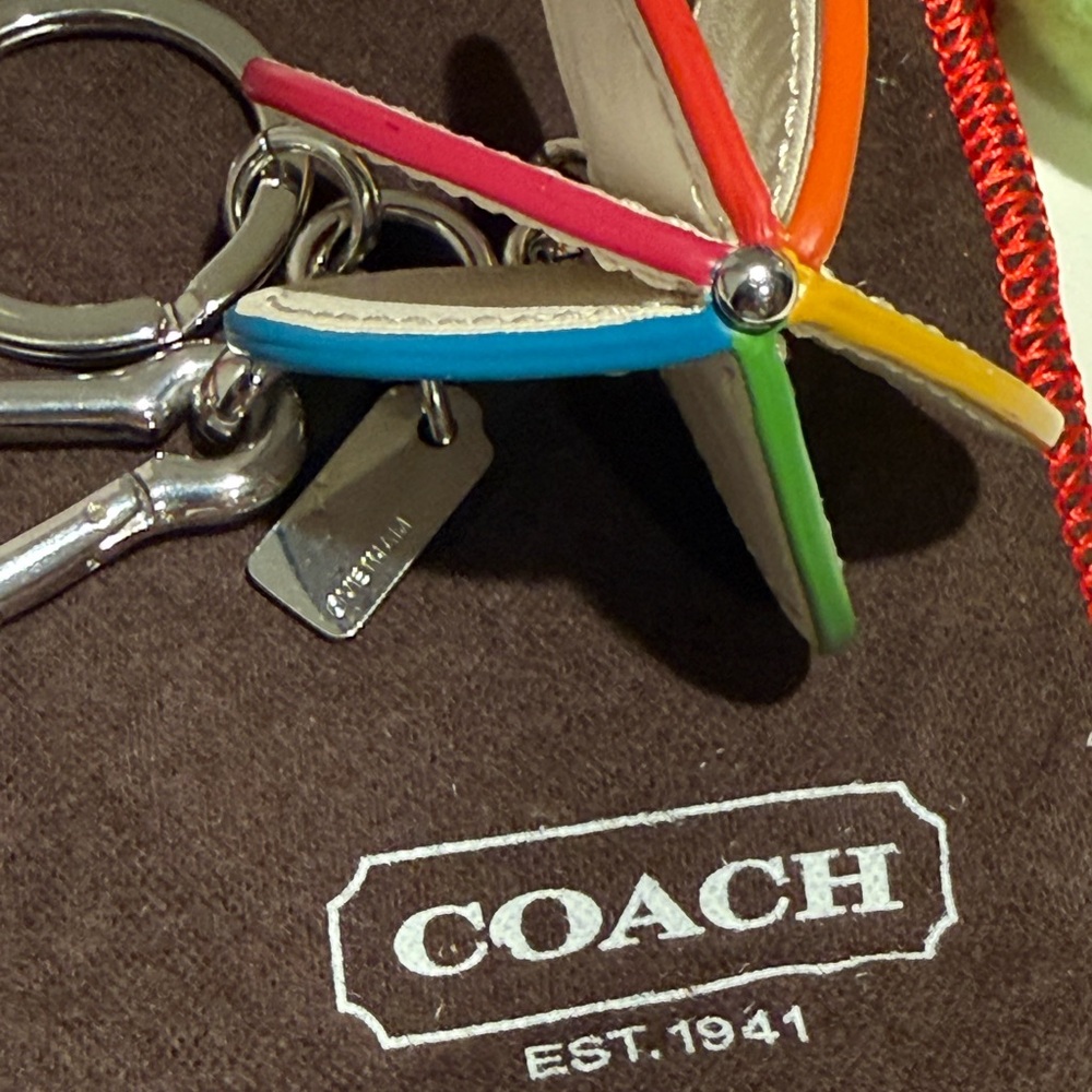 Coach 3D Heart Keychain Bag Charm with Rainbow Edges - Picture 4 of 6